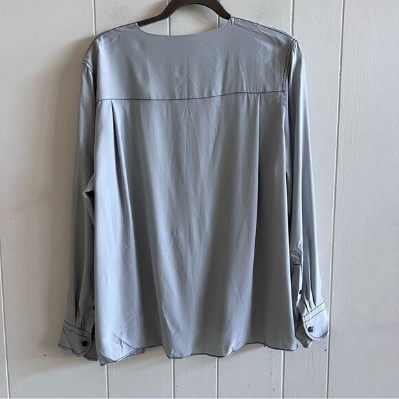 RAG & BONE Debbie Silk Wrap Top in Grey Blue - Picture 5 of 14